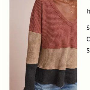 Eri + Ali Anthropologie waffle‎ knit three tone top (small)